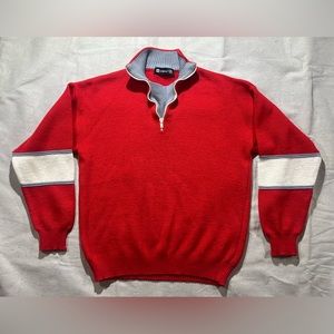 Men’s Vintage Red St Michael 1/4 Zip Pullover Knit Sweater Size 38